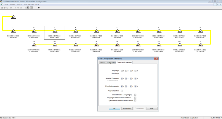 Mit den AS-i Control Tools können alle angeschlossenen Slaves live...