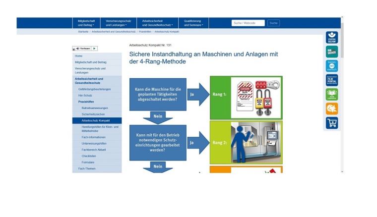 Wartung und Reparatur von Maschinen. Foto: BGHM