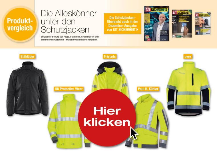 Produktvergleich von fünf Schutzjacken verschiedener Hersteller (Blåkläder,...